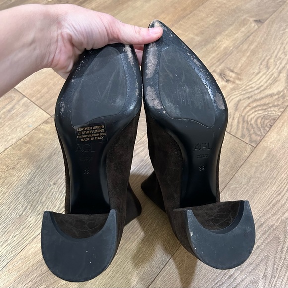 AGL dark brown suede ankle moc croc boot Size 38.5 / US 8.5 - Picture 7 of 16